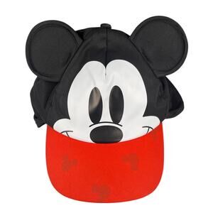 Disney Mickey Mouse Toddler Sun Flap Cap Black Red Ears Baseball Hat